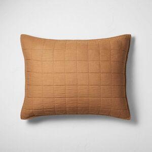 King Heavyweight Linen Blend Quilt Pillow Sham Warm Brown - Casaluna